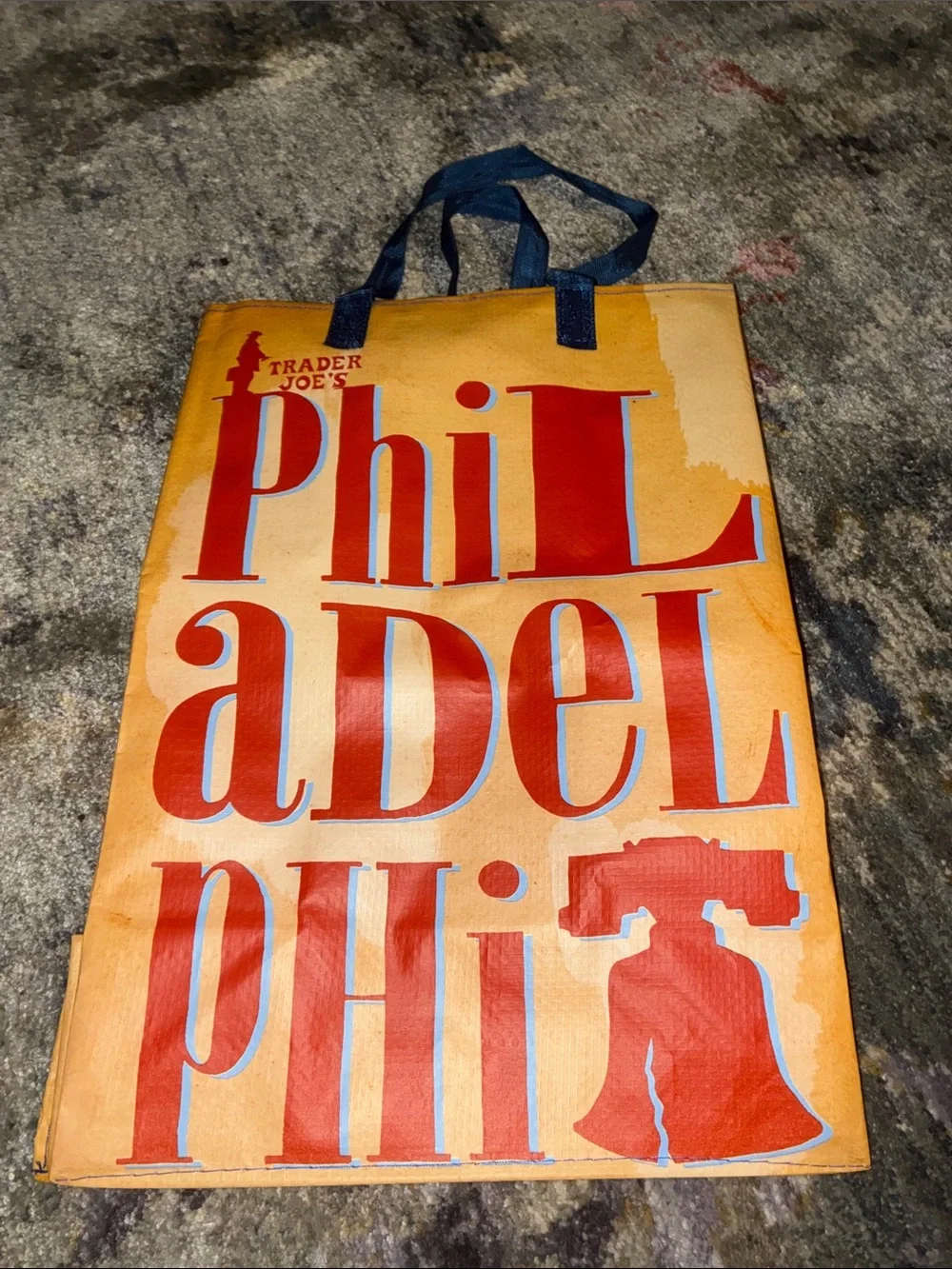 Trader Joe's Philadelphia City Tote Bag - Orange with Red Print
